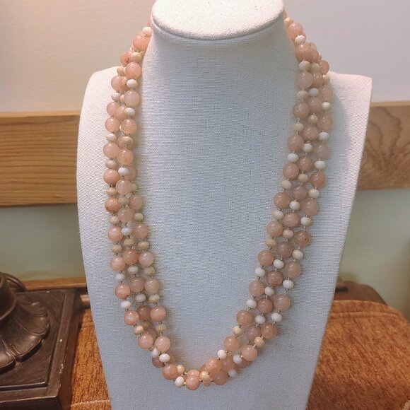 Pink Genuine Spinel Tied Bead Necklace Hand Knot Continuous - Picture 9 of 9